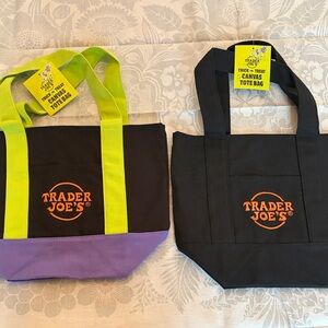 Trader Joe's Black and Purple Canvas Tote Bag